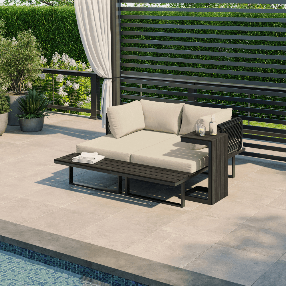 Naples Cream Aluminium 4 Seater Modular Corner Sofa Chaise Garden Set