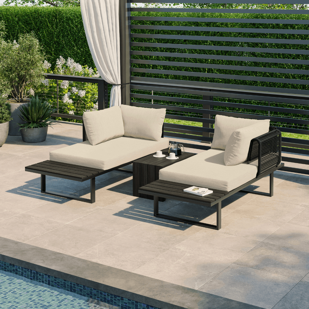 Naples Cream Aluminium 4 Seater Modular Corner Sofa Chaise Garden Set