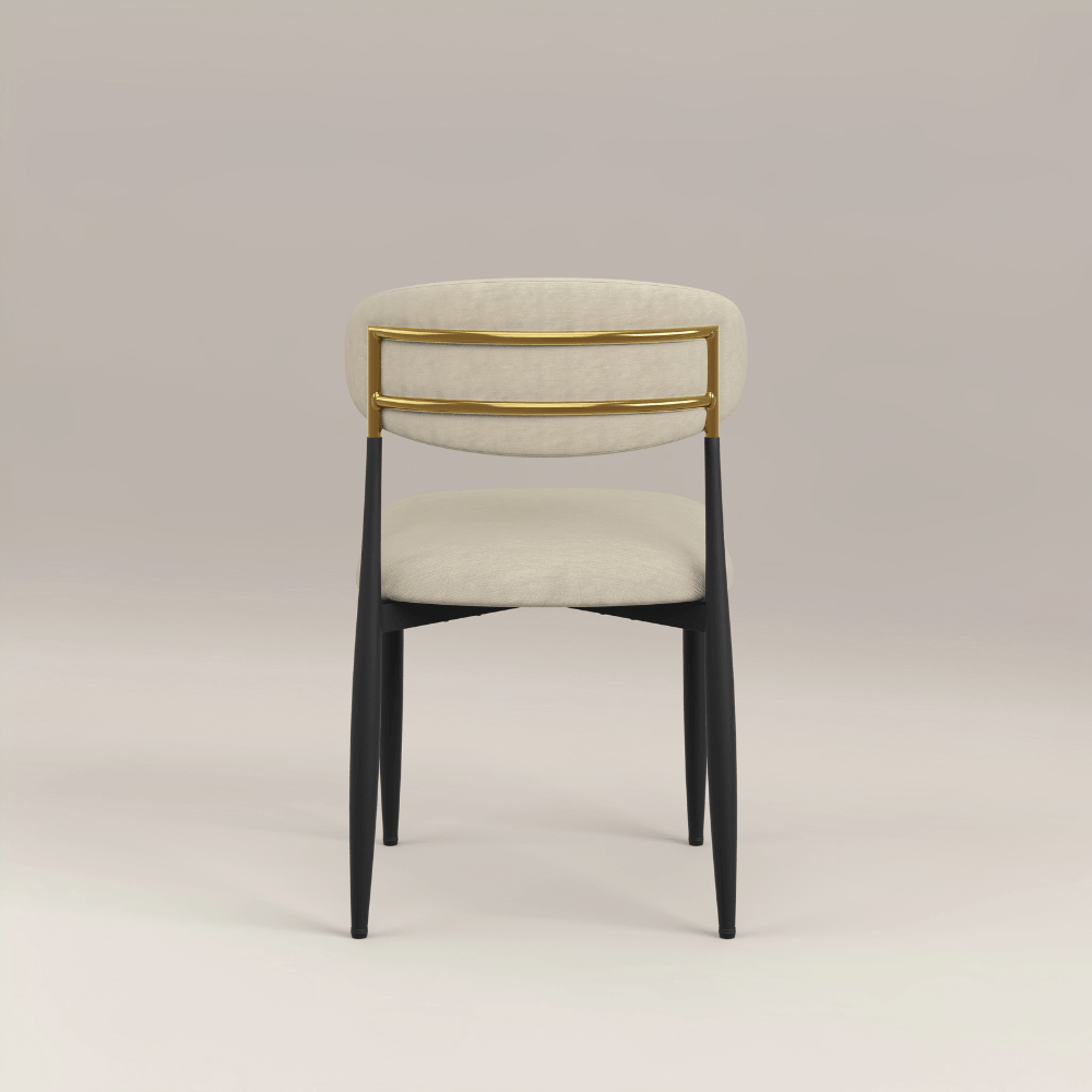 Azure Cream Chenille With Gold Dining Chair