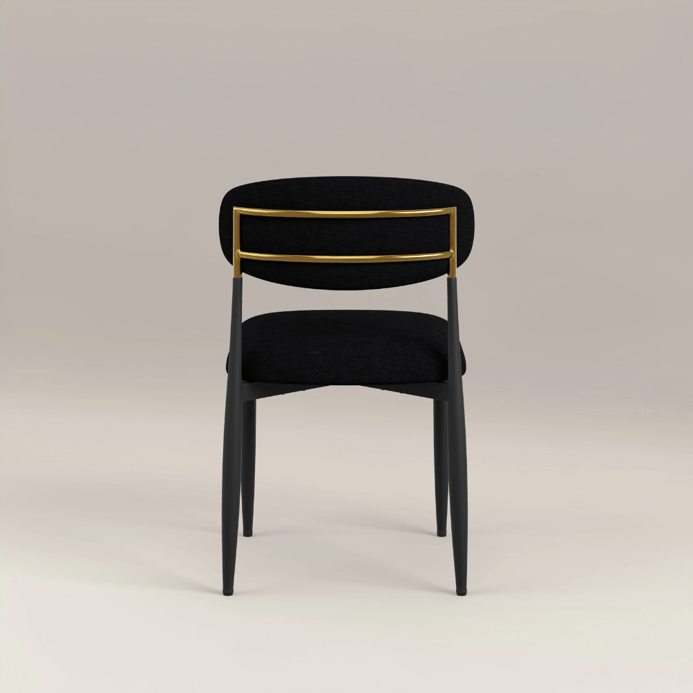 Azure Black Chenille With Gold Dining Chair