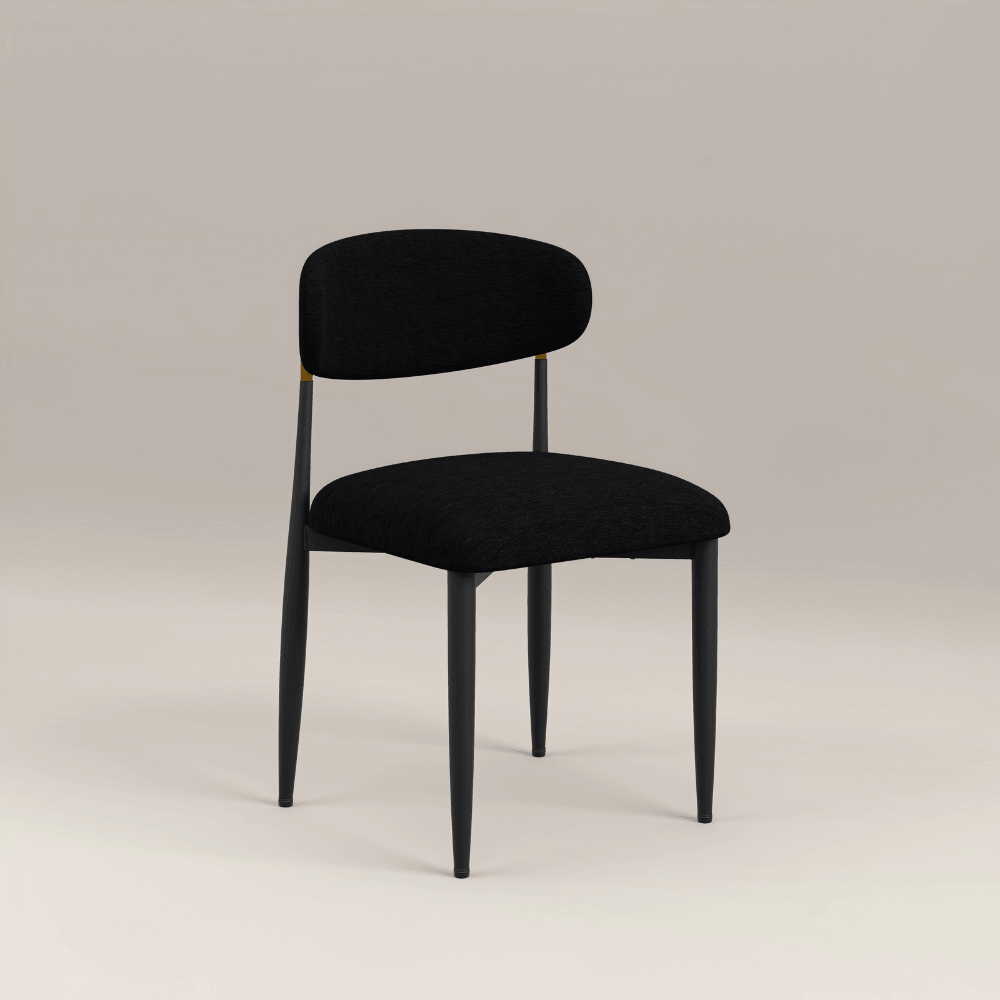 Azure Black Chenille With Gold Dining Chair