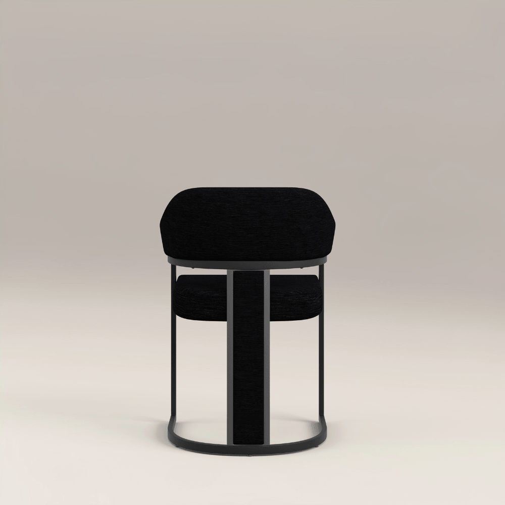 Camilla Curved Black Chenille Dining Chair