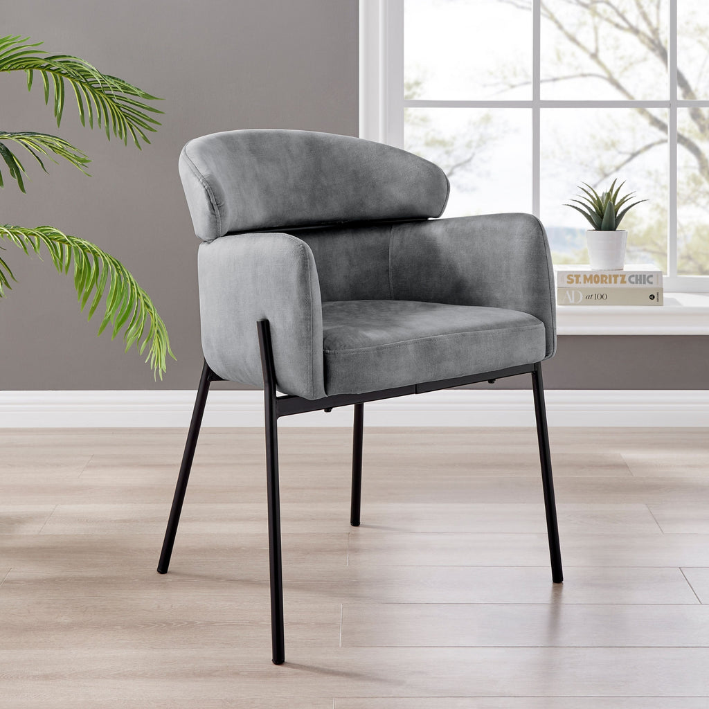 Liang Grey Velvet Dining Chair With Black Frame