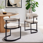 Mia Curved Cream Velvet and Black Frame Dining Chair