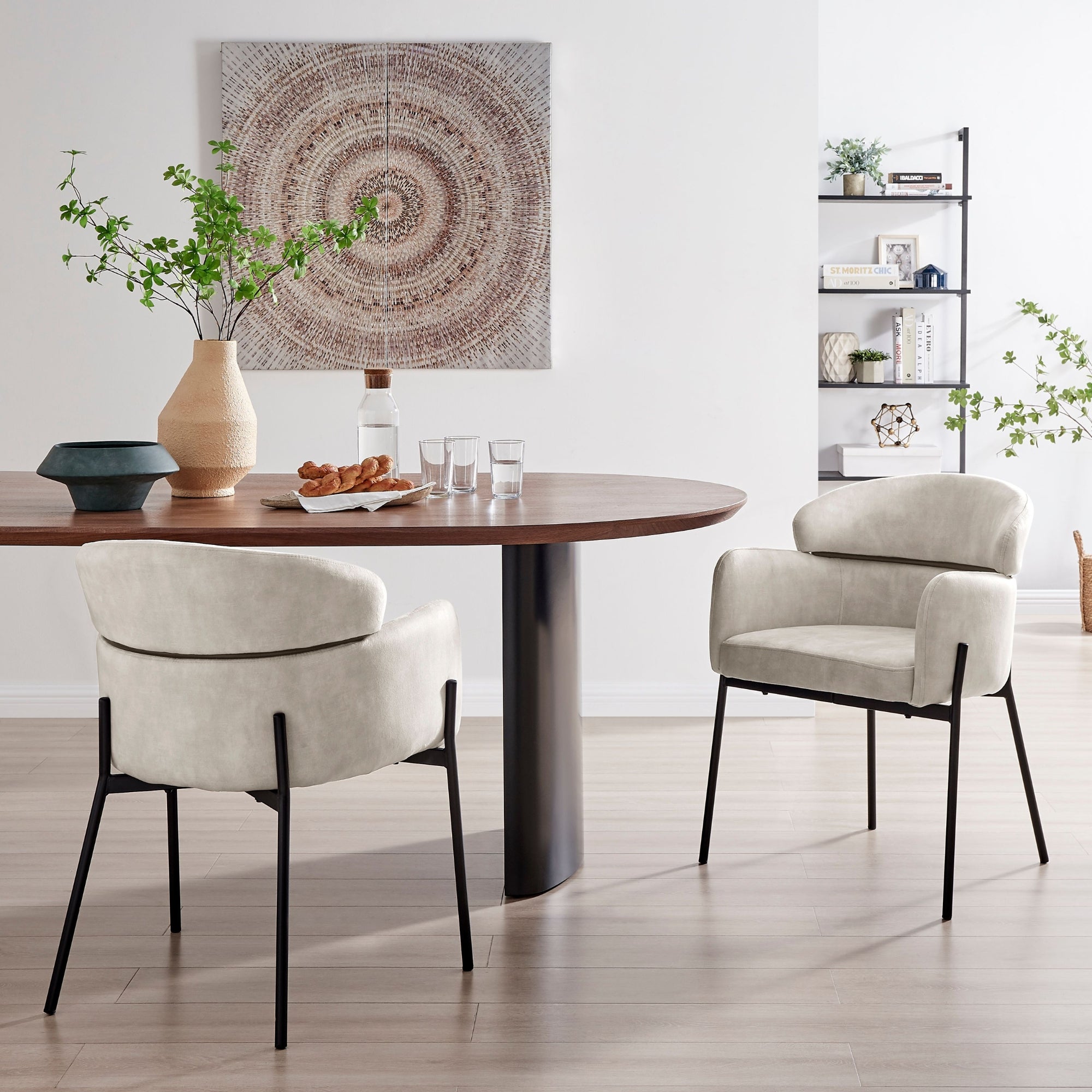 Liang Cream Velvet Dining Chair With Black Frame