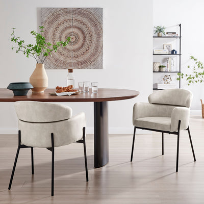 Liang Cream Velvet Dining Chair With Black Frame