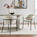 Capri Cream Linen Dining Chair with Sleek Black Frame