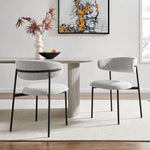 Remy Light Grey Boucle Dining Chair with Black Slimline Frame