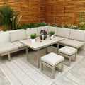 Porto Neutral Light Grey Aluminium Frame Sofa Dining Modular Garden Set