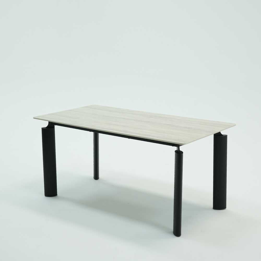 Matteo Black Wooden and Light Grey Ceramic Dining Table