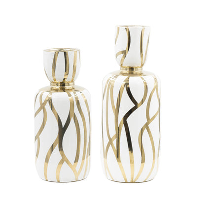White and Gold Medium Vase