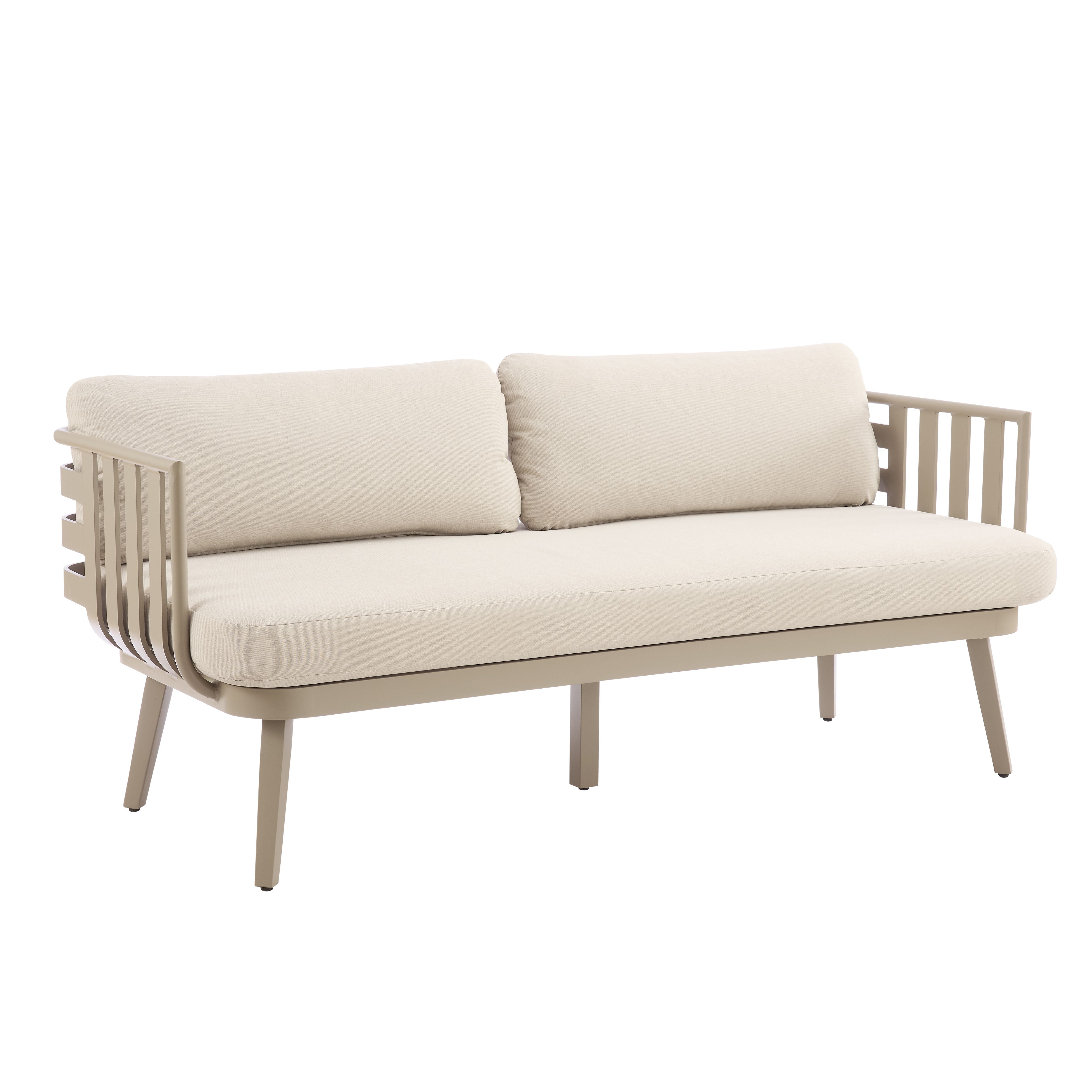 Venice Beige Aluminium 5 Seater Garden Sofa Set With Beige Cushions