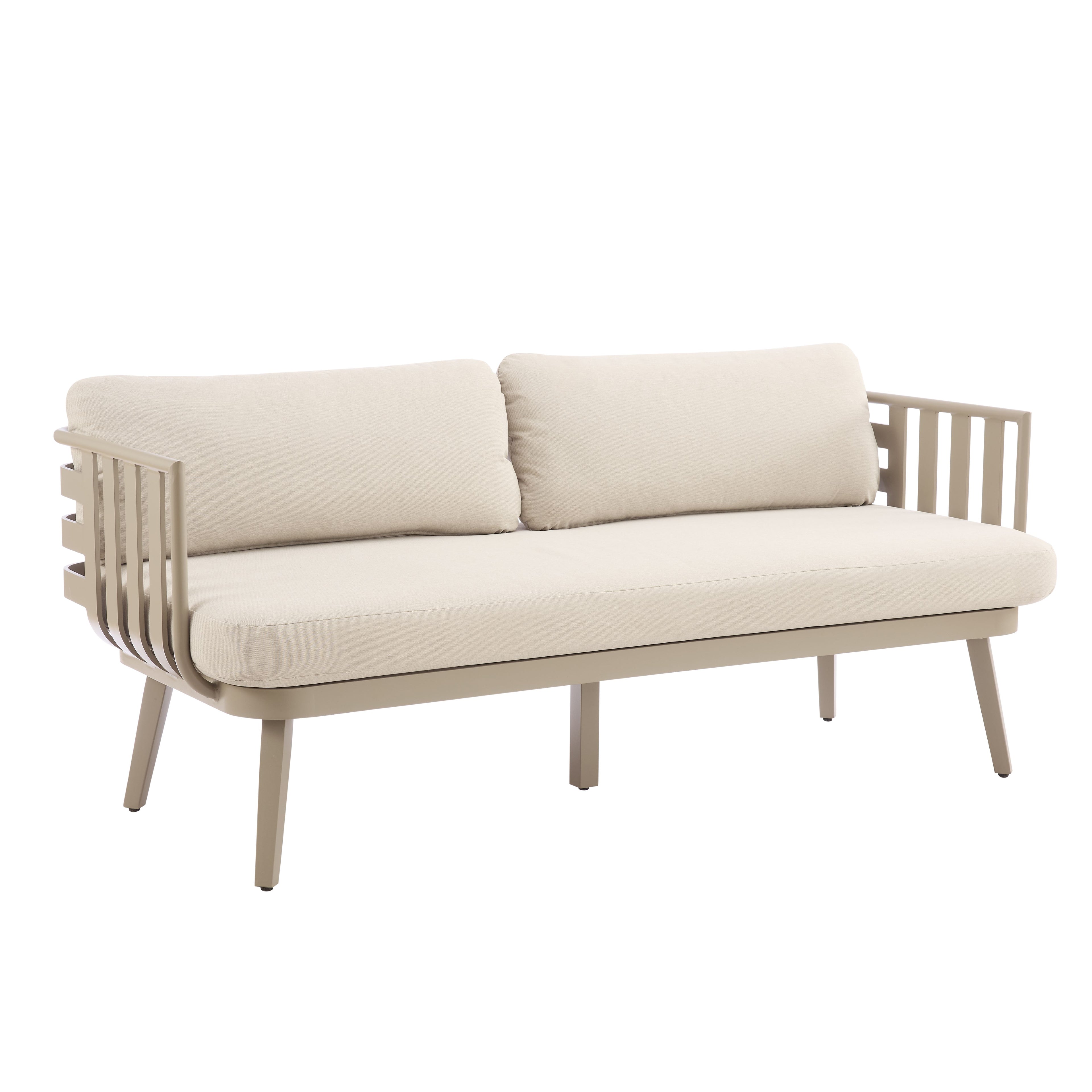 Venice Beige Aluminium 5 Seater Garden Sofa Set With Beige Cushions