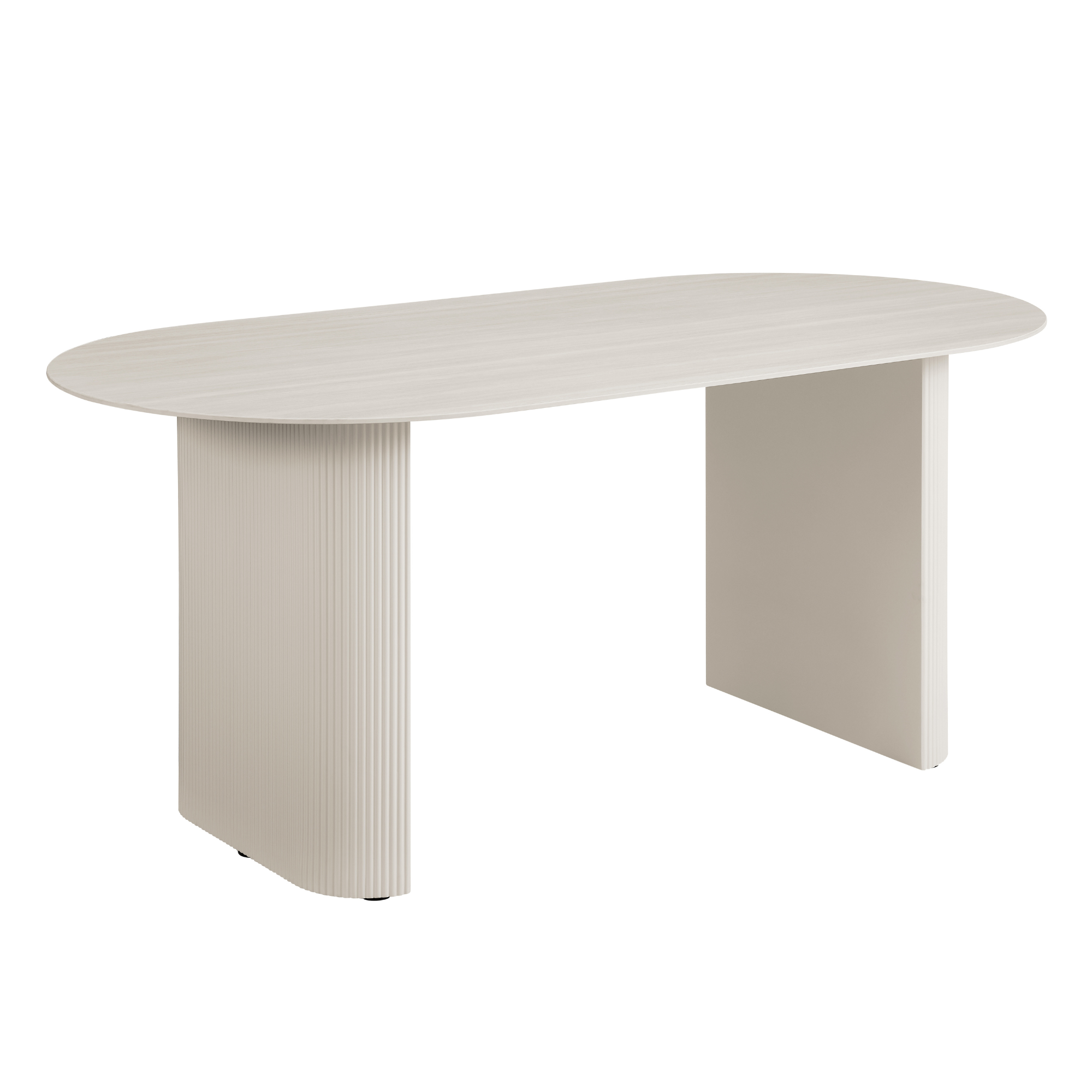 Sofia White Ceramic Dining Table with Cream Ribbed Base
