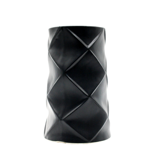 Black Ceramic Round Diamond Effect Vase