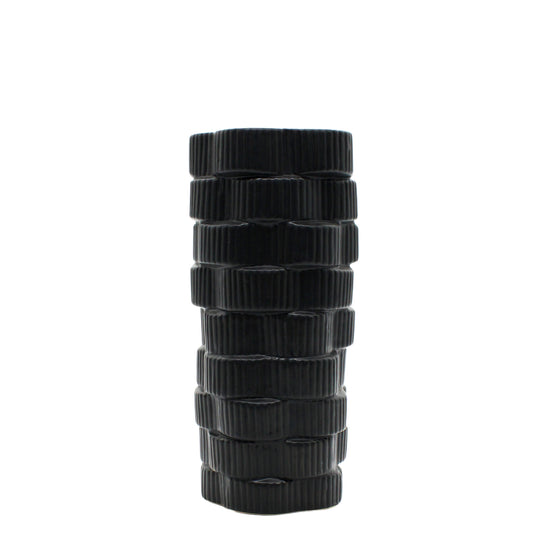 Black Ceramic Curved Multi Layered Vase