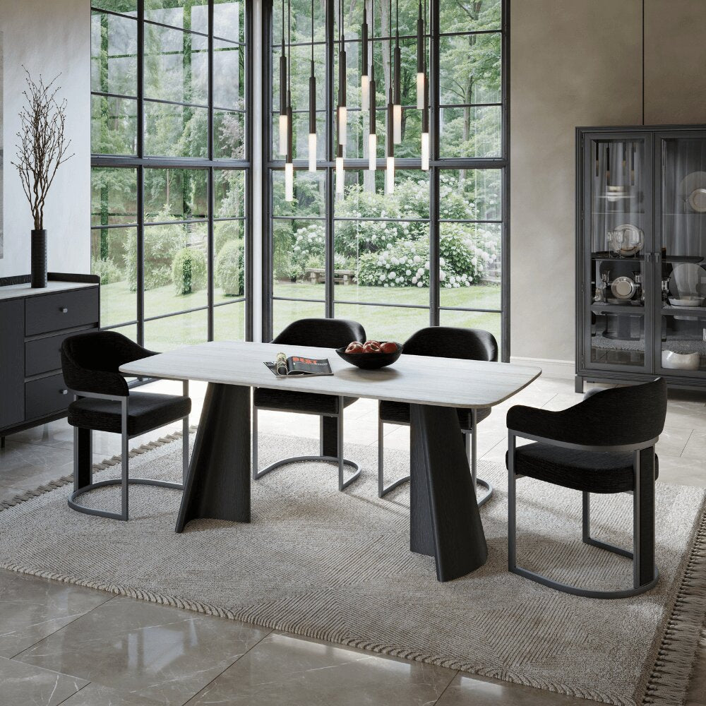 Zara Black Wooden and White Ceramic Dining Table