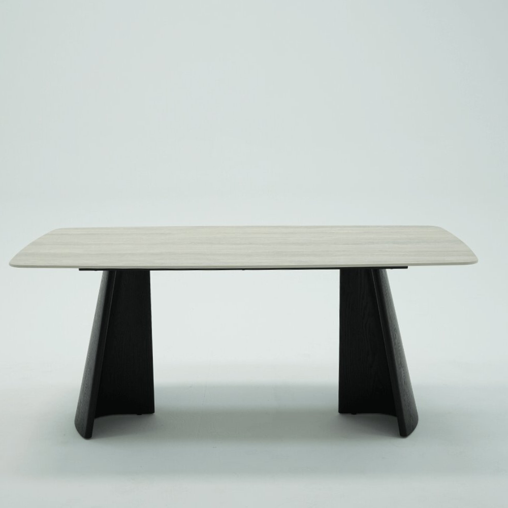 Zara Black Wooden and White Ceramic Dining Table