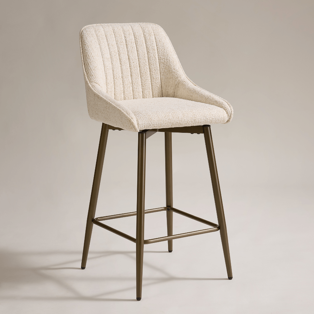 Amari Cream Bronze Swivel Bar Stool