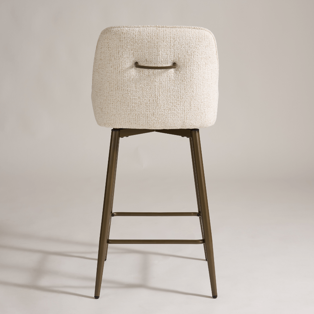 Amari Cream Bronze Swivel Bar Stool