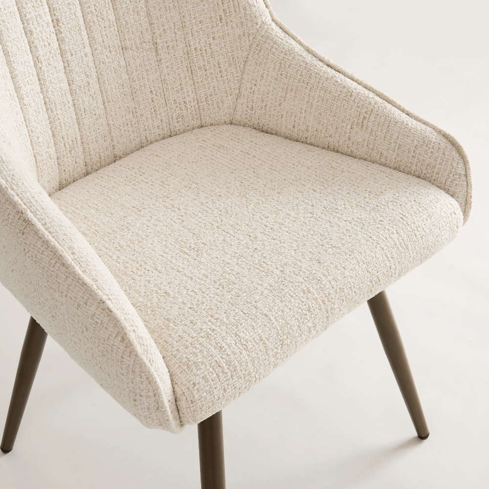Amari Cream Bronze Swivel Dining Chair