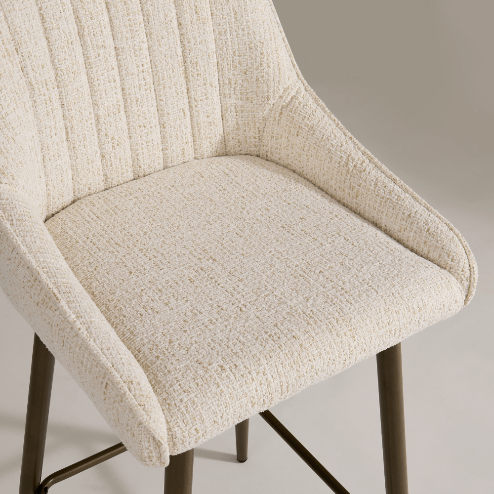 Amari Cream Bronze Swivel Bar Stool