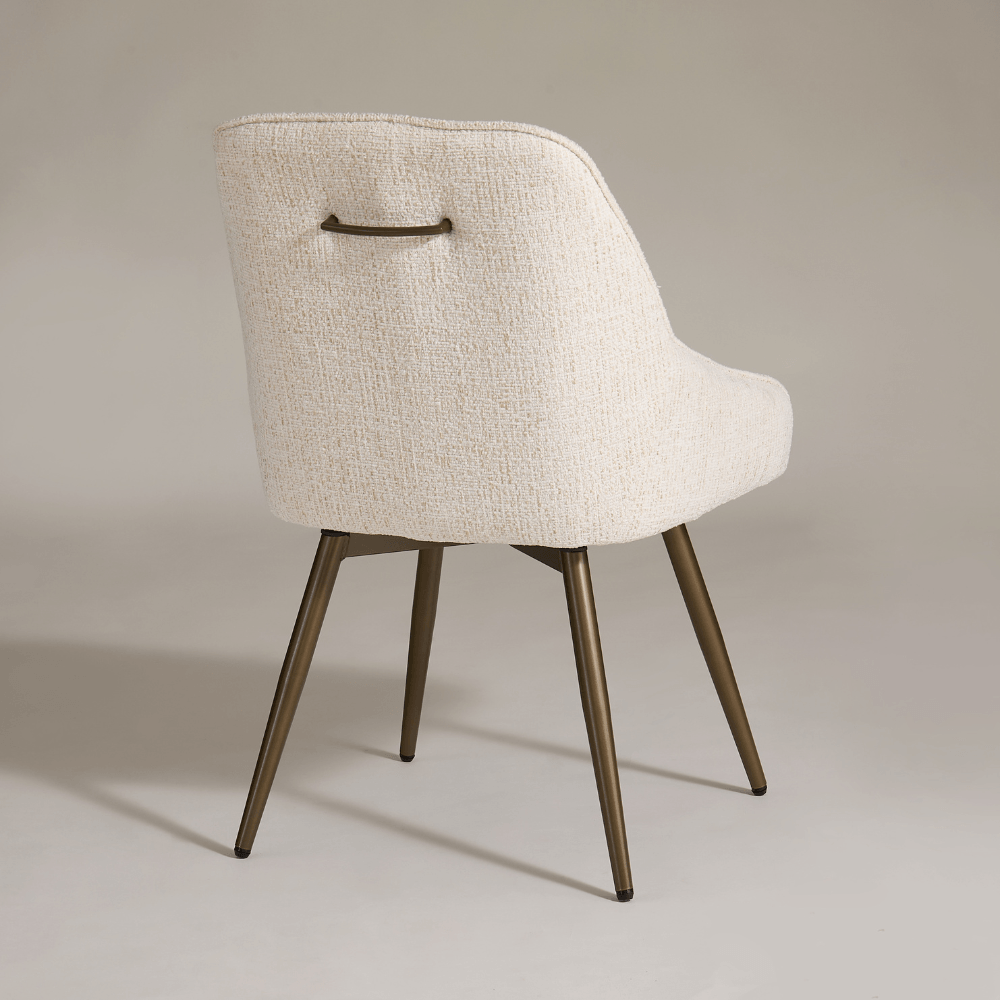 Amari Cream Bronze Swivel Dining Chair