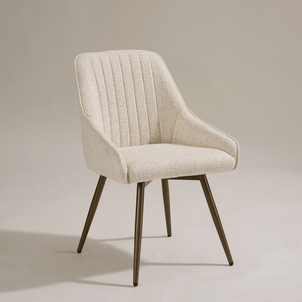 Amari Cream Bronze Swivel Dining Chair