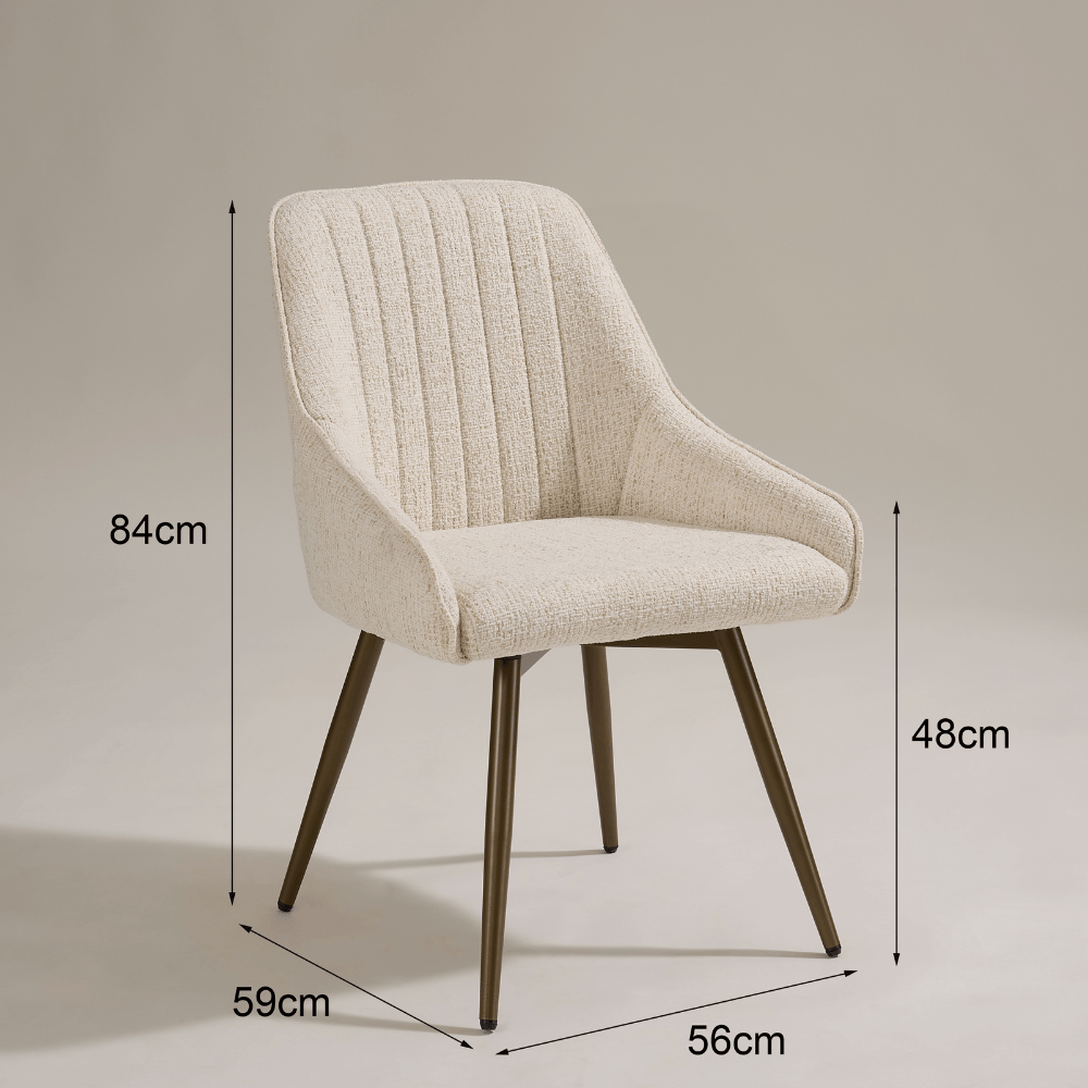 Amari Cream Bronze Swivel Dining Chair