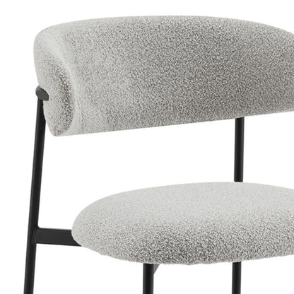 Light Grey Boucle Dining Chair with Black Frame