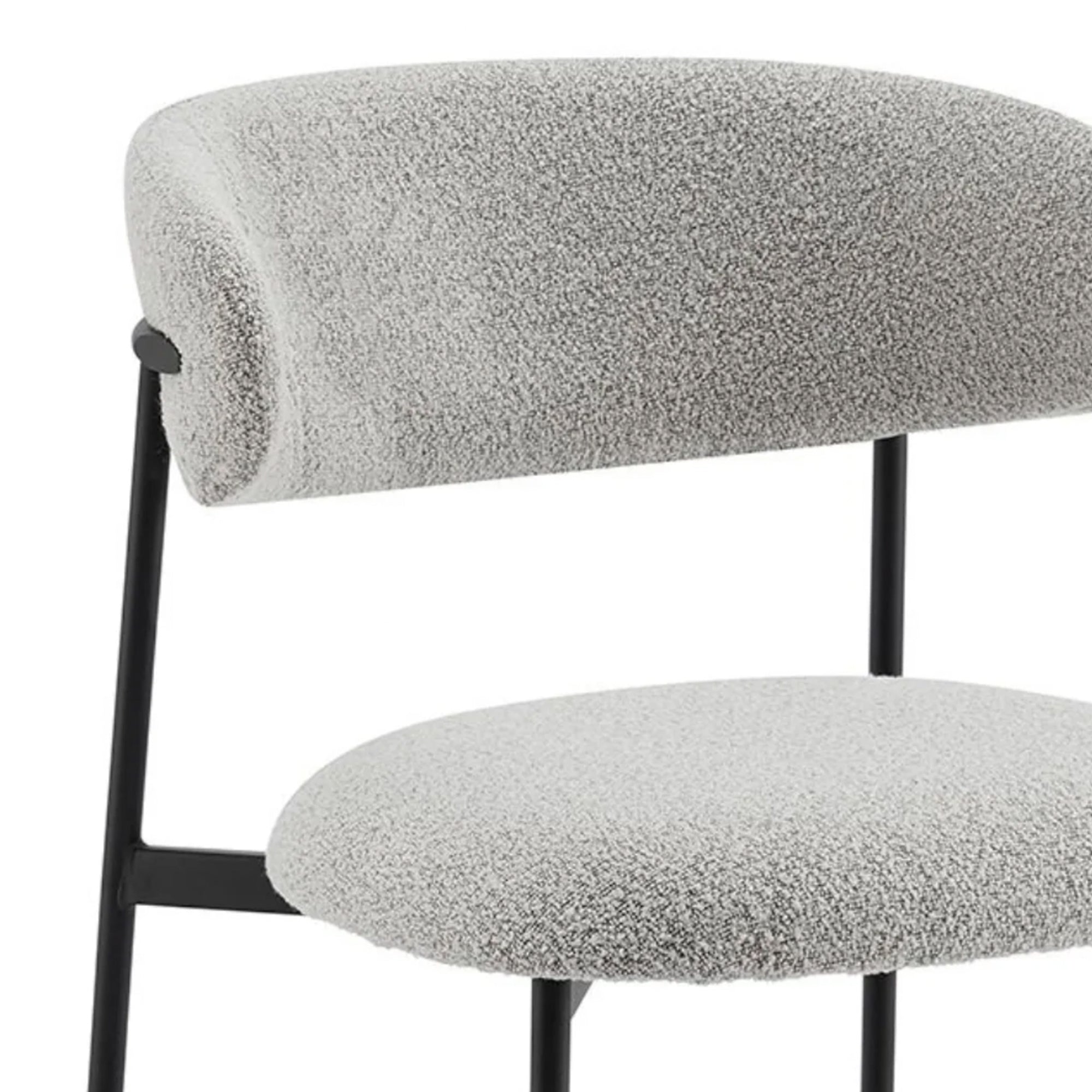 Remy Light Grey Boucle Dining Chair with Black Slimline Frame