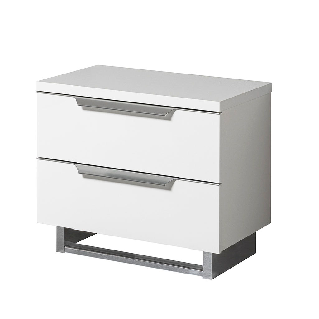 Pisa White and Silver Bedside Table