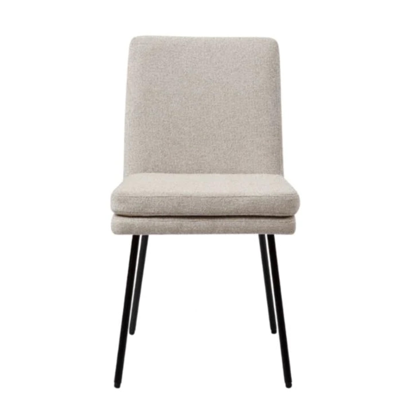 Beige Woven Dining Chair With Black Legs