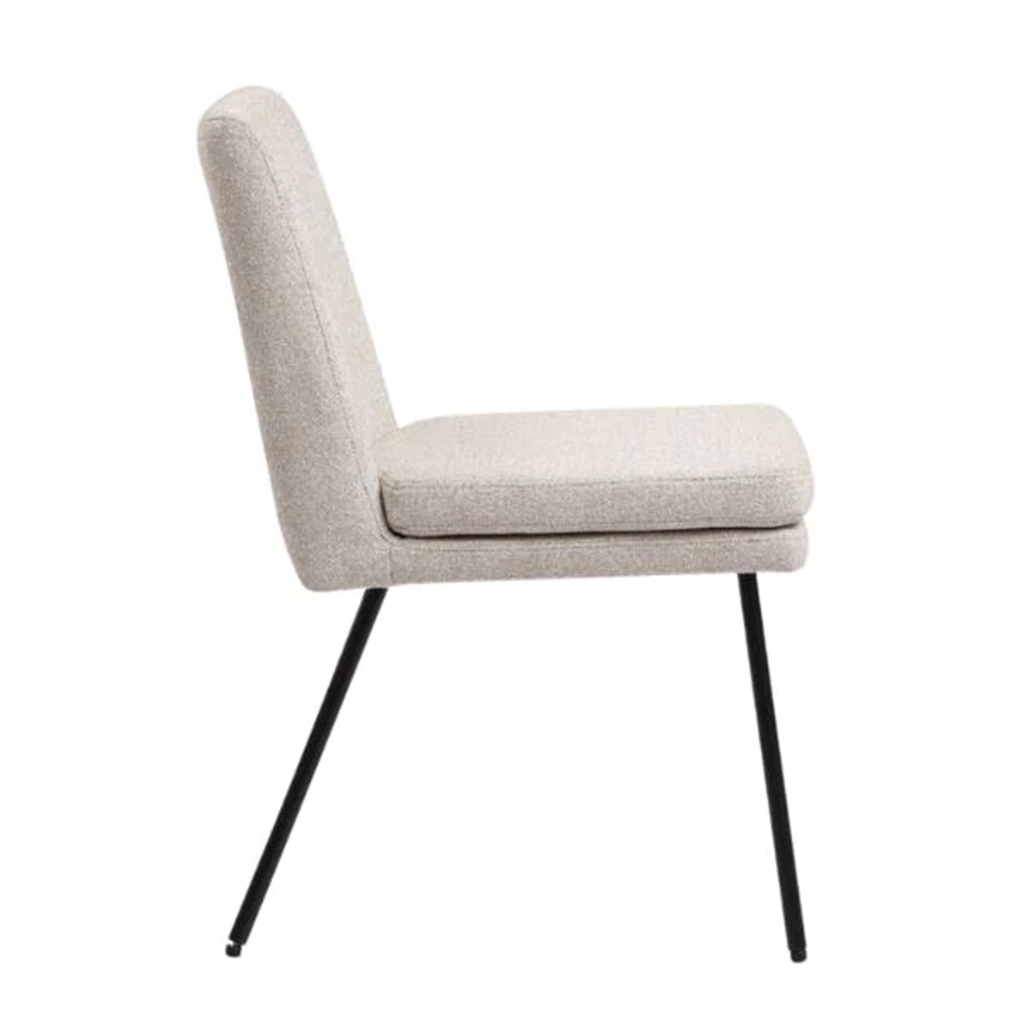 Beige Woven Dining Chair With Black Legs