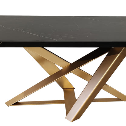 Black Marble Extending Dining Table With Ceramic Top