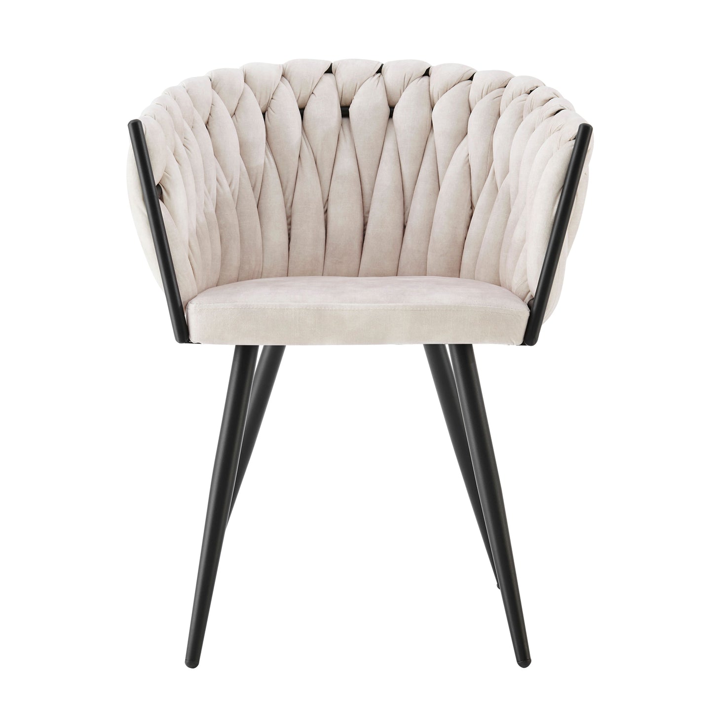 Braided Velvet Dining Chair In Cream