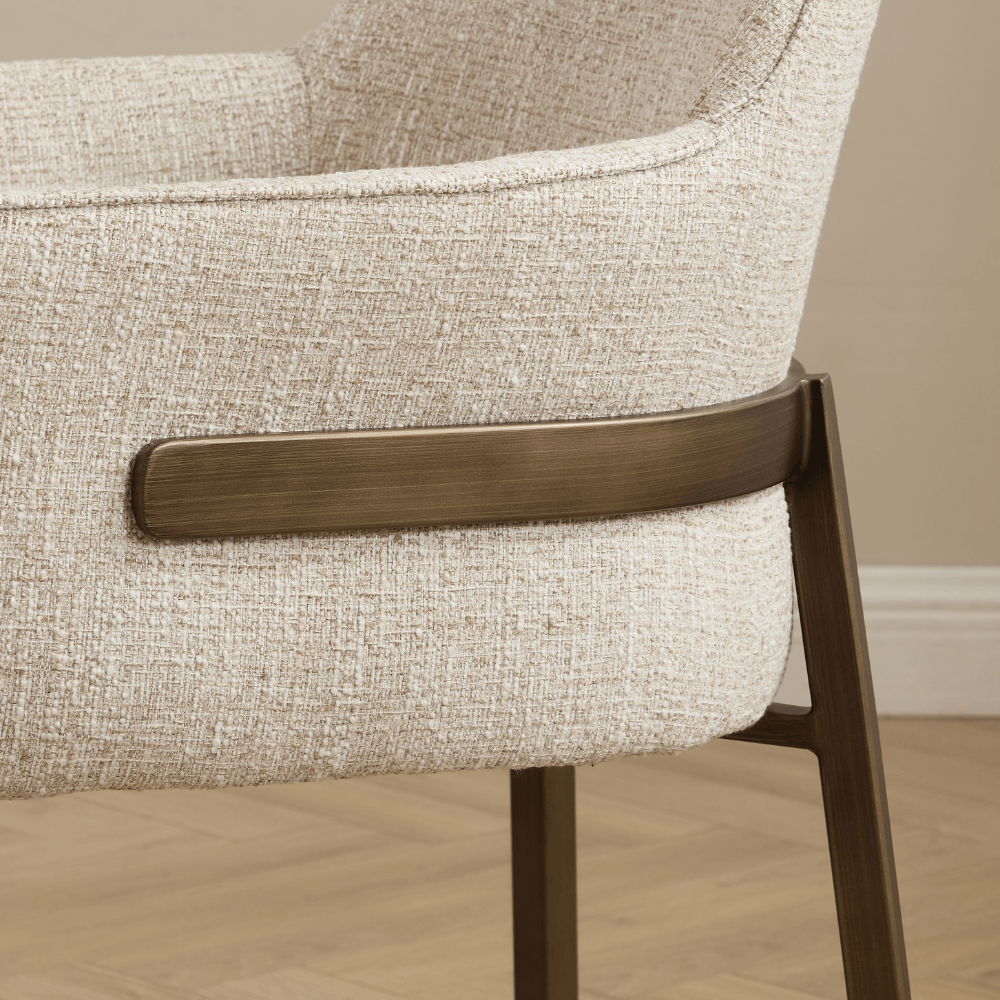 Celeste Beige Brushed Bronze Dining Chair