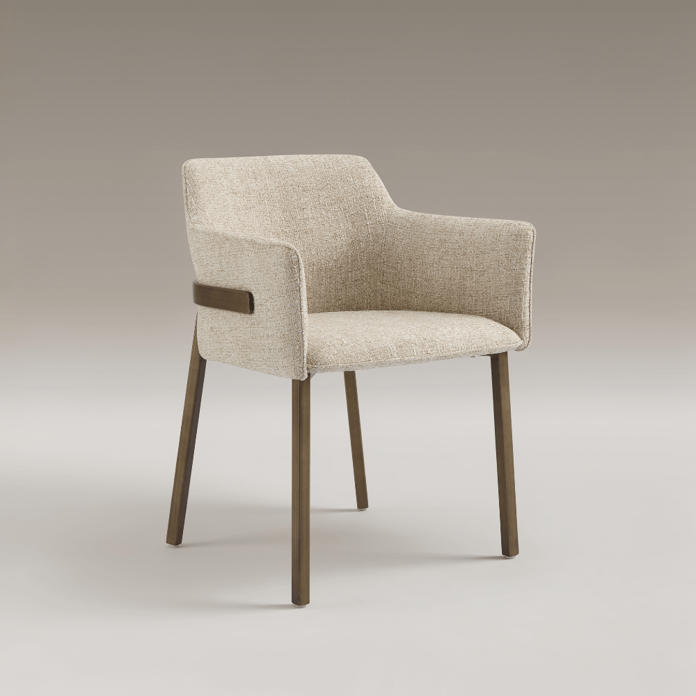 Celeste Beige Brushed Bronze Dining Chair