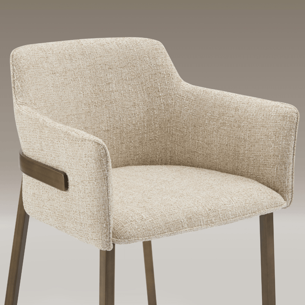 Celeste Beige Brushed Bronze Dining Chair