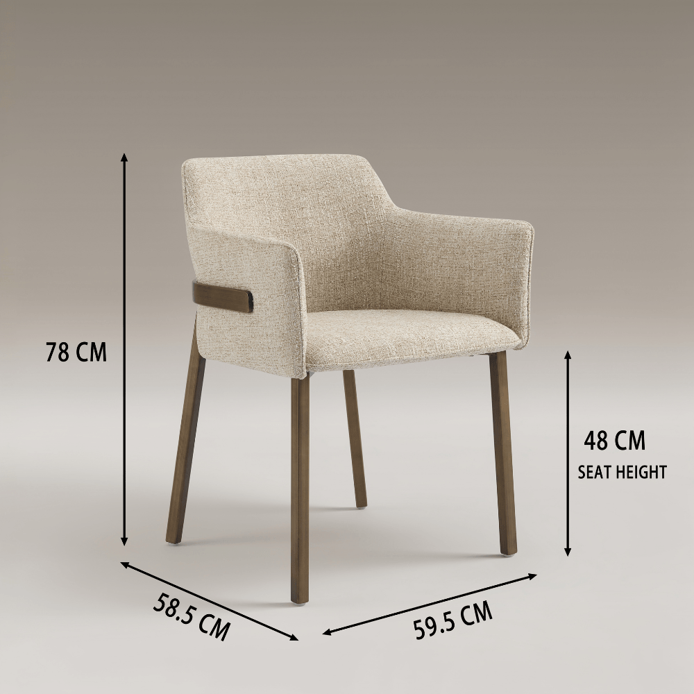 Celeste Beige Brushed Bronze Dining Chair