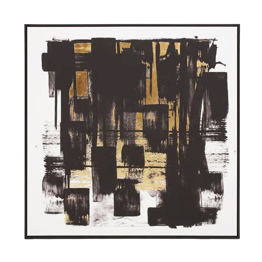 Tempest Black And Gold Abstract Framed Wall Art