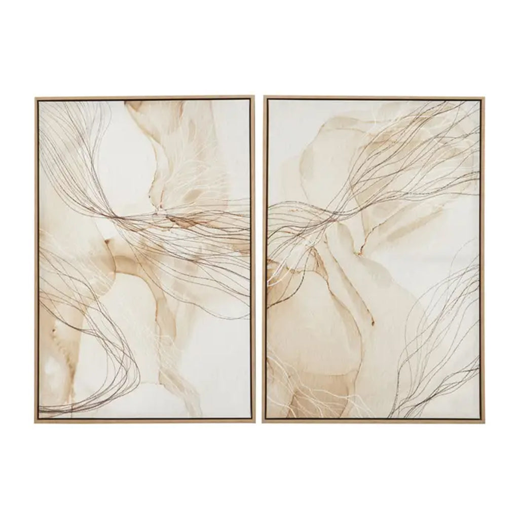 Pair Of Neutral Organic Framed Artwork