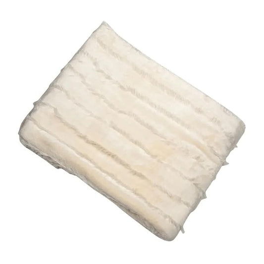 Cream Soft Throw Blanket With Fringe