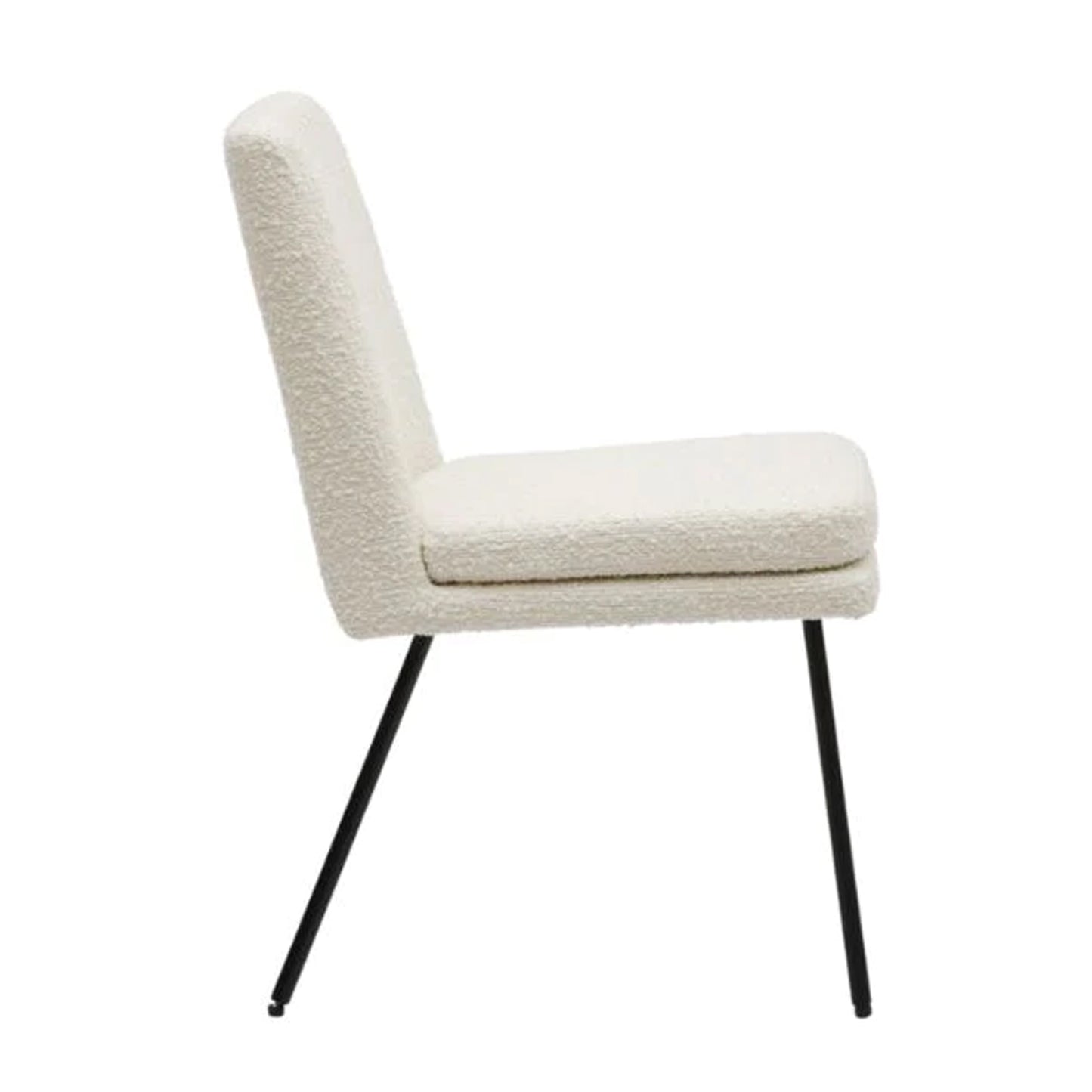 Cream Boucle Dining Chair With Black Legs