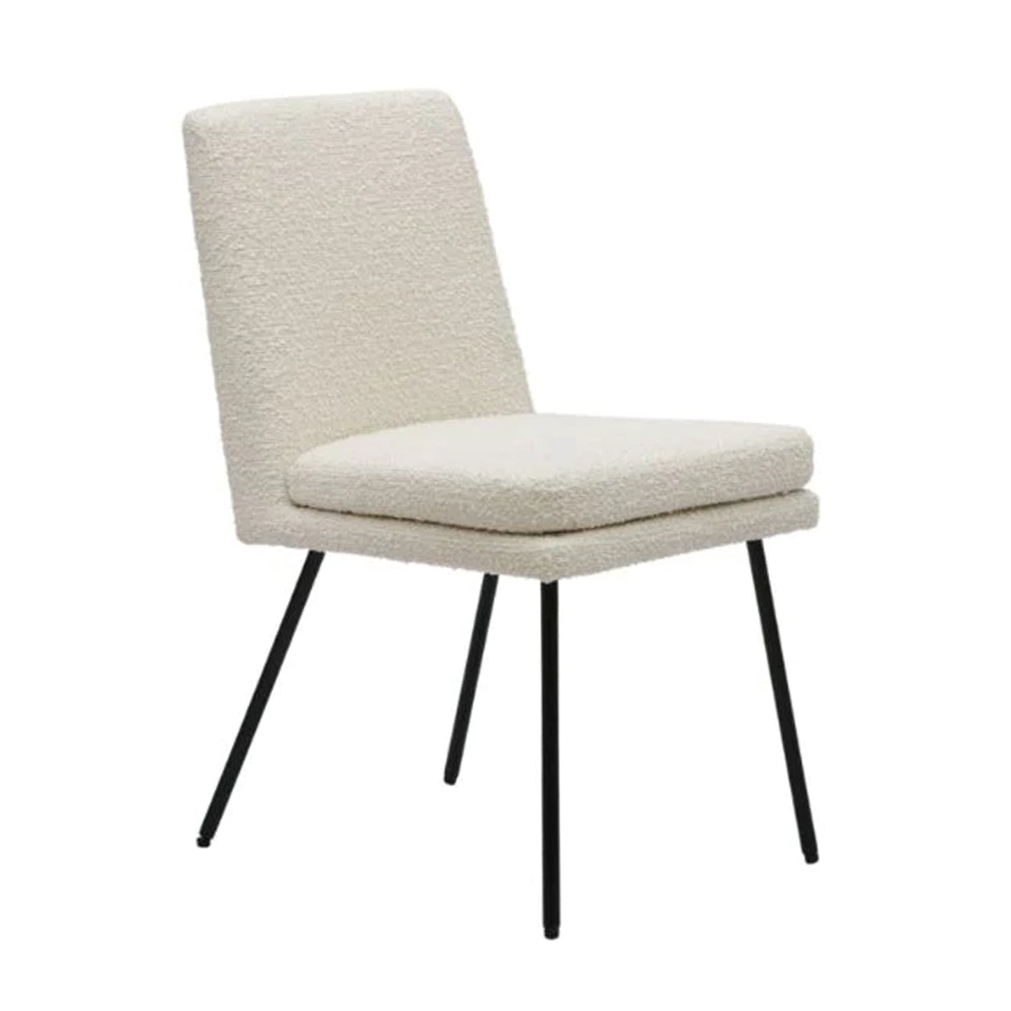Cream Boucle Dining Chair With Black Legs