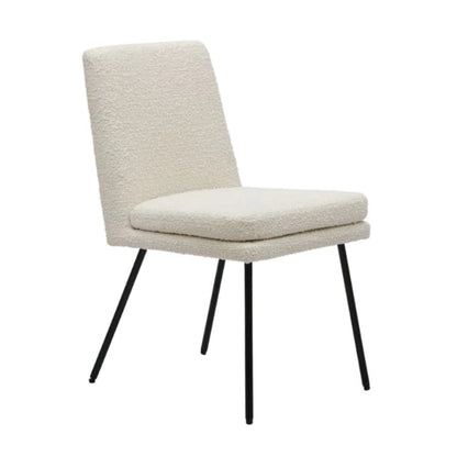 Cream Boucle Dining Chair With Black Legs