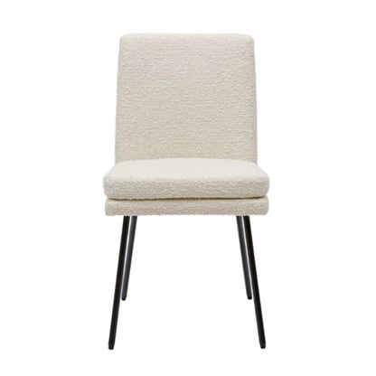 Cream Boucle Dining Chair With Black Legs