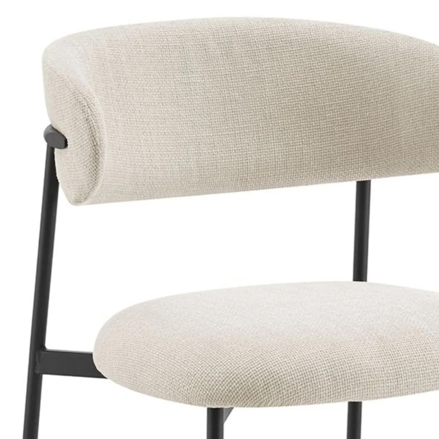 Cream Linen Dining Chair with Black Frame