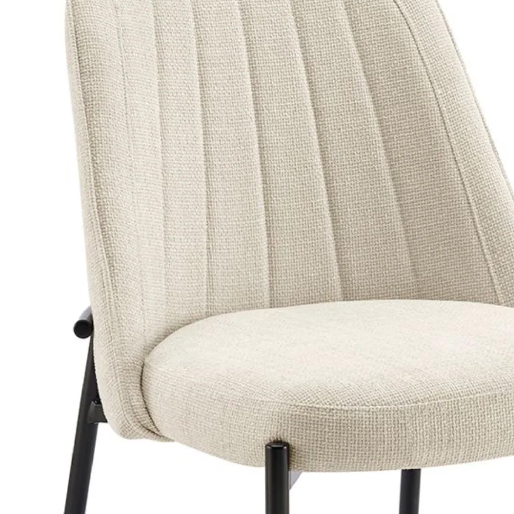 Adele Cream Linen Dining Chair with Black Legs
