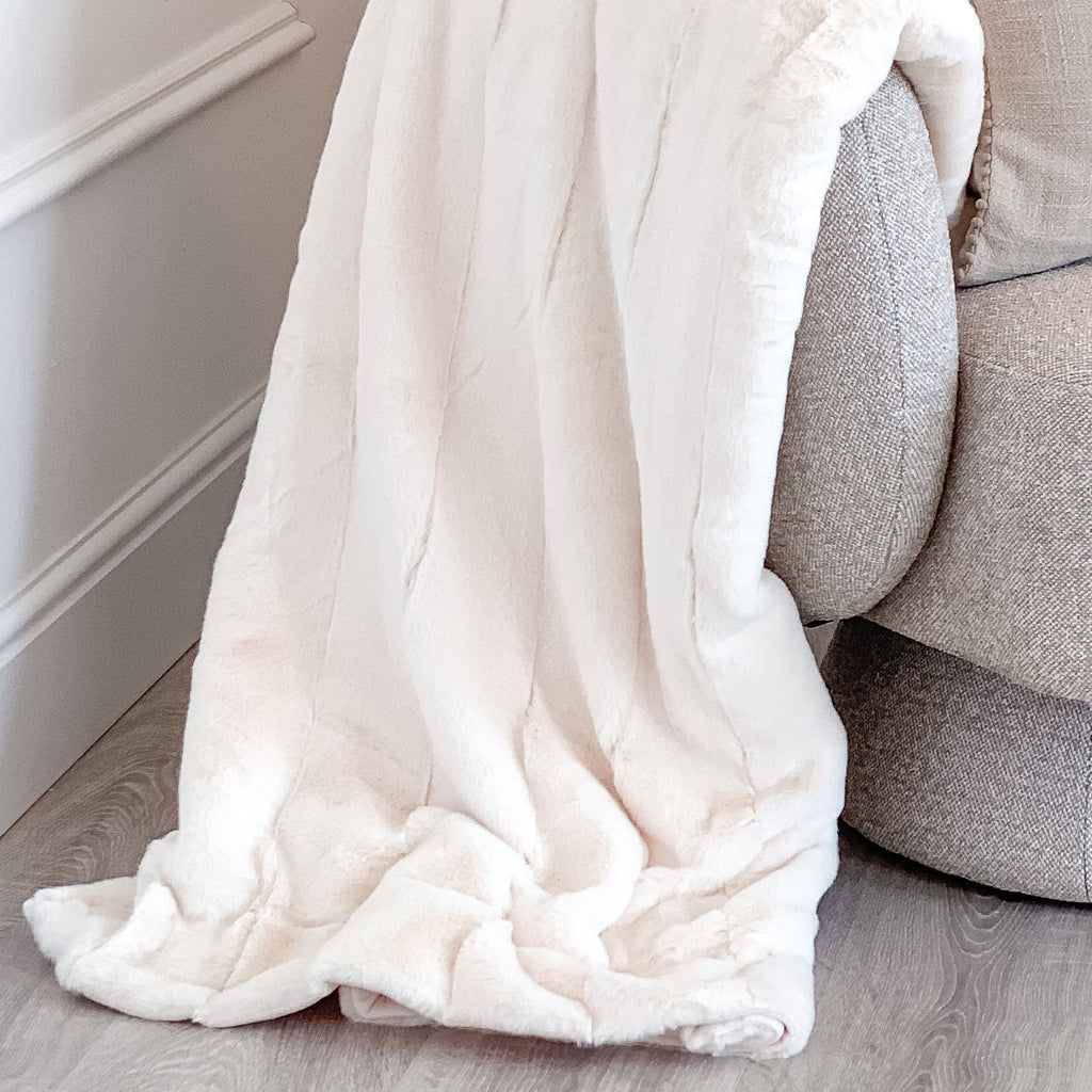 Cream Faux Fur Blanket